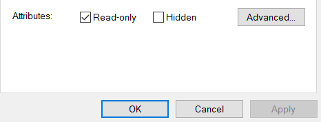 rce-test.txt file properties with read-only flag set